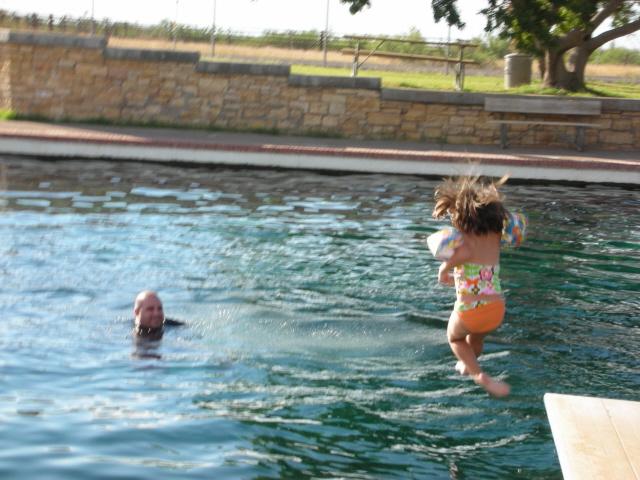 Balmorhea State Park - Macy and Greg at Balmorhea State Park, TX...jumping from diving board.