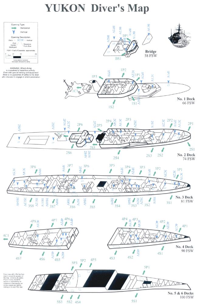 HMCS Yukon - Yukon Wreck Map - Ship Levels