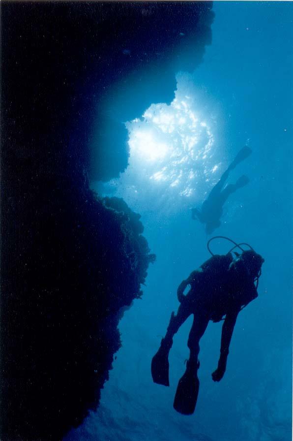 Diver silhouette at Columbia Reef Cozumel