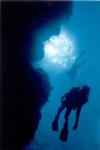 Diver silhouette at Columbia Reef Cozumel