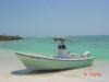 Panga on beach in Abacos