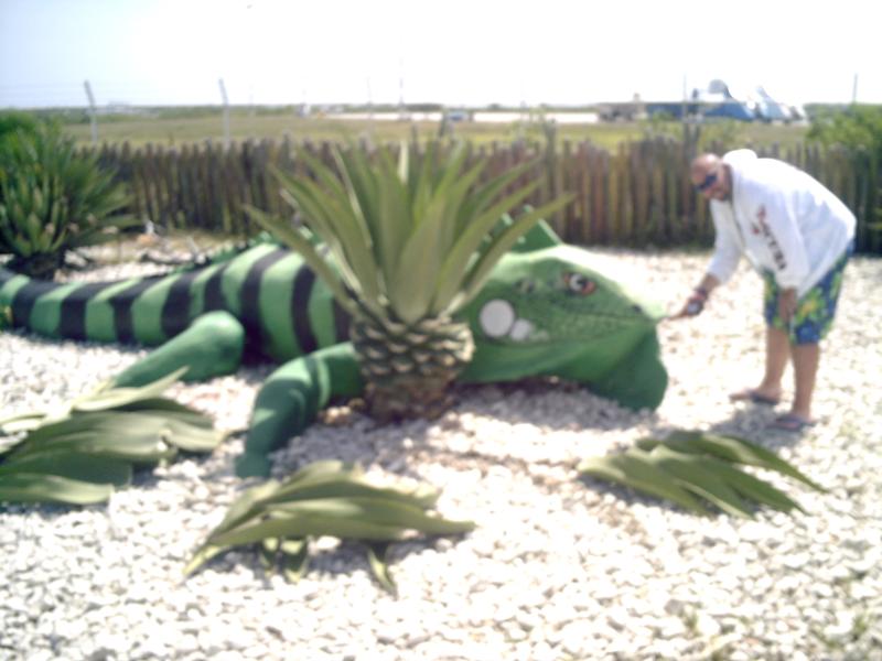 Thibodeaux feeding the wildlife in Bonaire