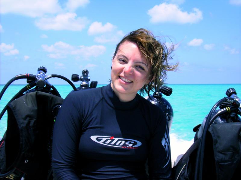 Christie (my wife) after the Blue Hole, Belize