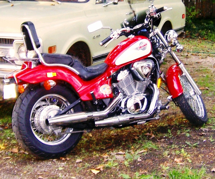 My sweet Shadow and loaner truck in back from Christian Motorcycle Assn. 