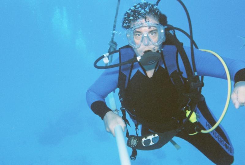 "Hanging around" under the boat