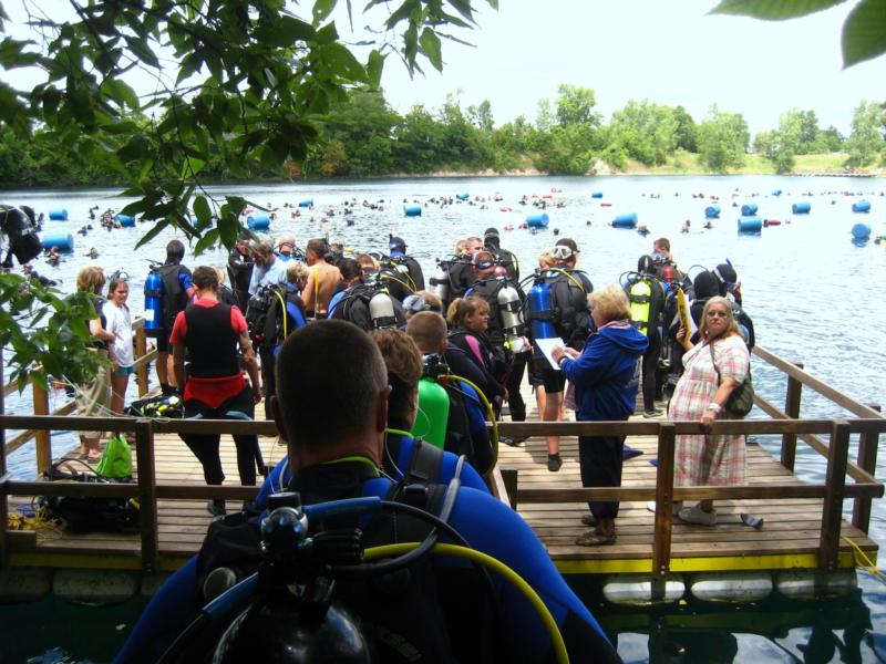 Waiting to get in water for Guinness Attempt at Gilboa quarry