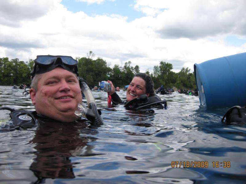 John and I in water at the Guinness dive at Gilboa