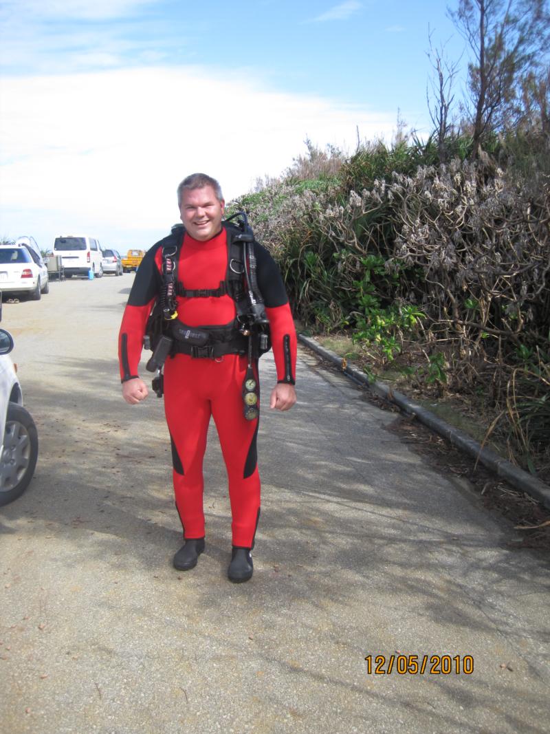 Me with my new custom made five mil wetsuit