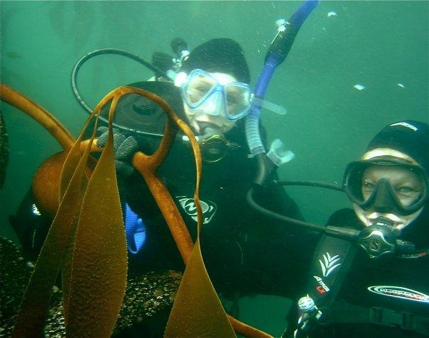 Haning in the kelp with Sharon