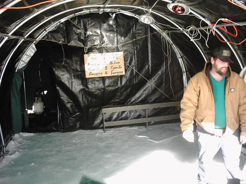 setting up ice dive site