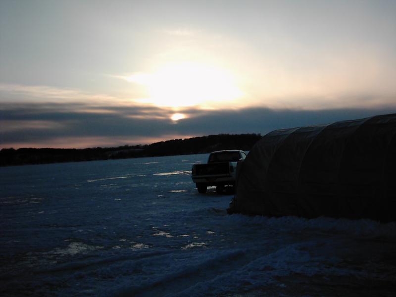 sunset for the night ice dive