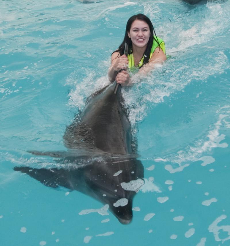 swimming with dolhins in Dolphinarium Dubai , UAE