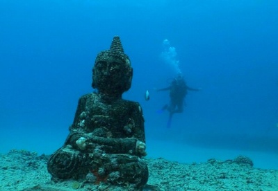 Buddha statue with me in the background, Hawaii