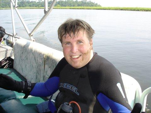 Following a dive in the muddy Cooper River (SC)