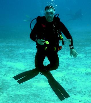 Jim diving in Cozumel