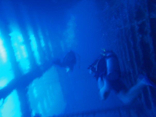 Inside Nordby wreck off Raiatea 