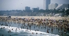 Santa Monica Beach packed 