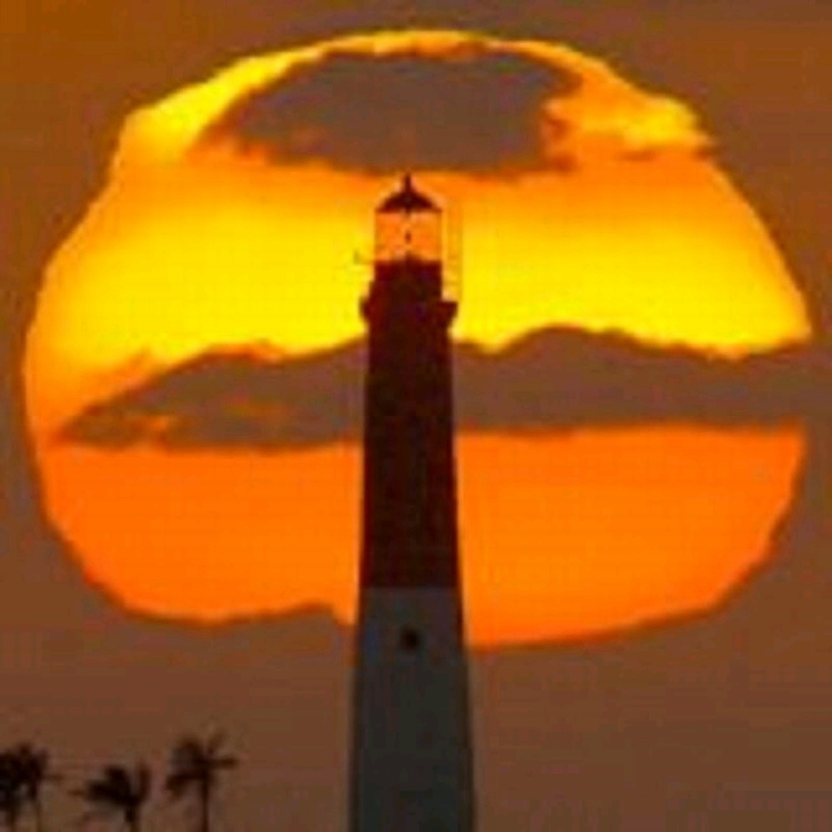 Sunset behind the lighthouse