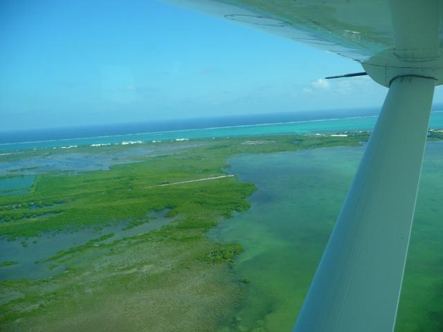 The reef line at top of photo - San Pedro Belize