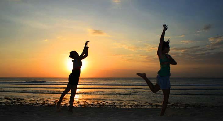 dancing in balangan , sunset time