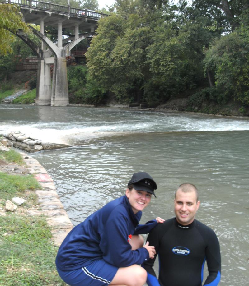 Wife and I taking a break, Comal River