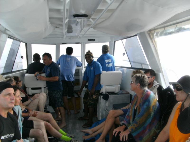 Returning to the resort after a full day of diving. Wananabu Fiji