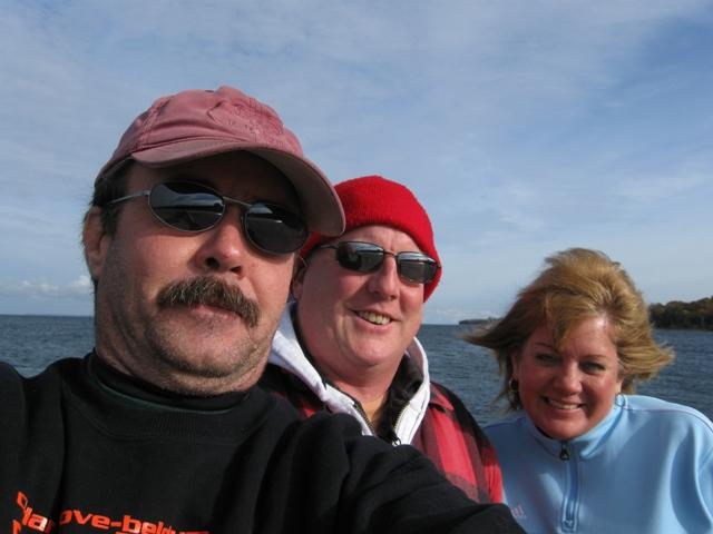 Brad, Jim and I trying to remove the Carrington wreck moring but to windy