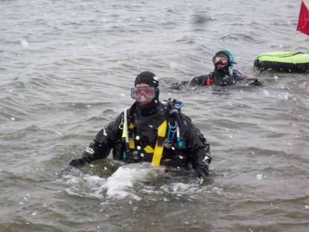 Diving in ND in October on a snowy day