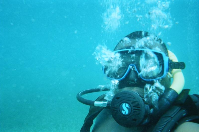 Diving off Creole Rock, Guadeloupe