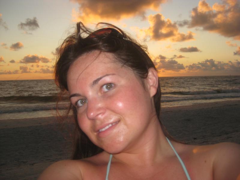 Kelly on the beach at sunset