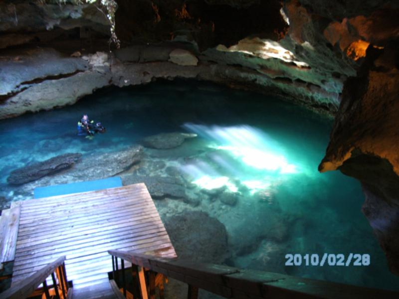 Dive Platforms at the bottom of the grotto at Devil’s Den