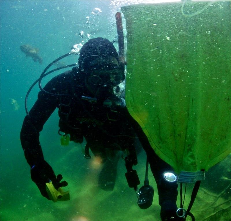 Lift bag at Amberg Quarry