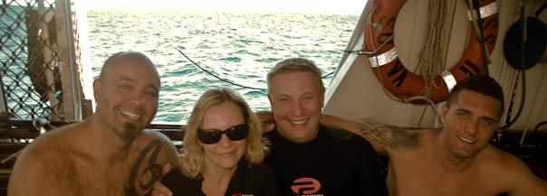 Sitting on liveaboard after shark dive