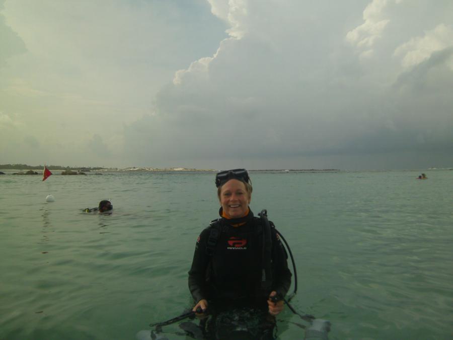 Rebecca an brian in back With waterspout in background