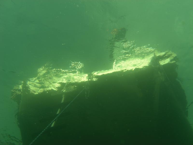 Rock lake, lookin UP at the boat from 15 feet