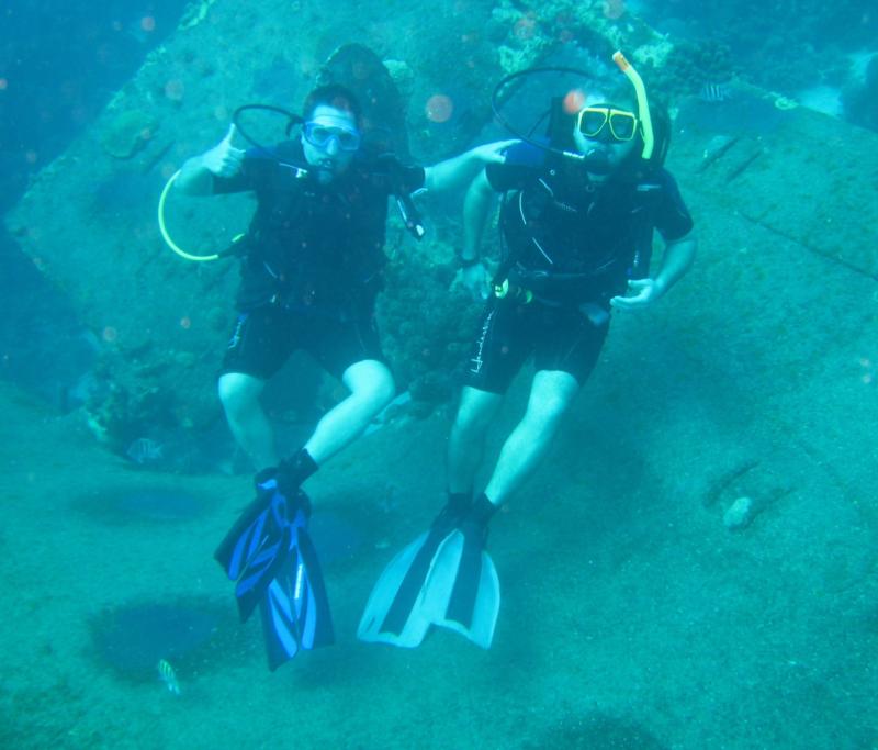 Sitting on the Hilma Hooker Wreck, Bonaire