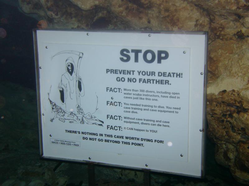 Cave Enterance sign at Ginnie Springs