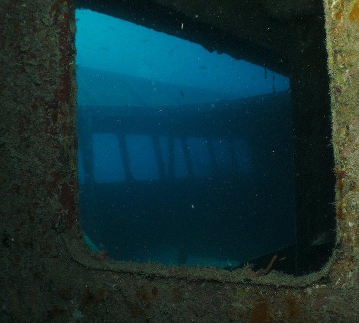 Looking through the bridge of the USS Vandenberg