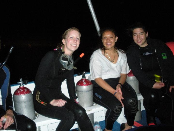 On boat between night dives in cozumel, mexico