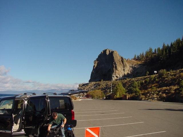 Parking area for Cave Rock (Shown in background)