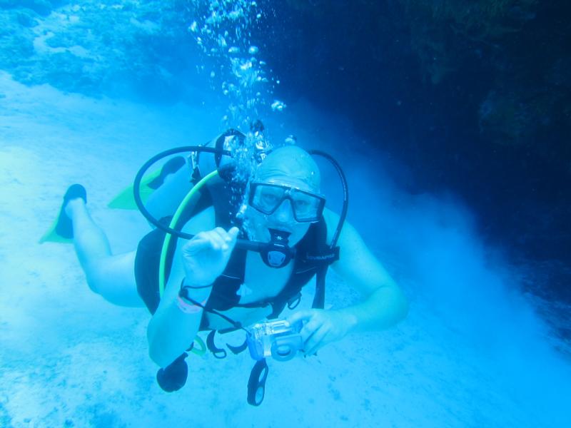 Me at 80ft in Palancar Caves, 2010