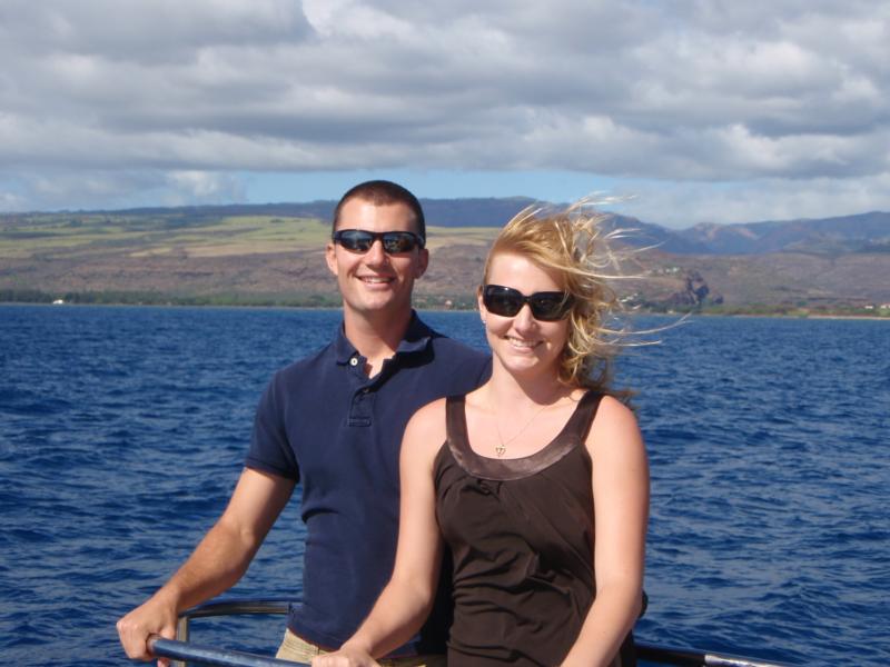 Jess and I on a boat in Kauai