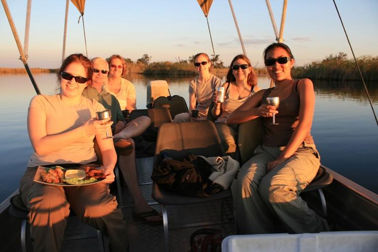 Sundowner on the Okavango Delta