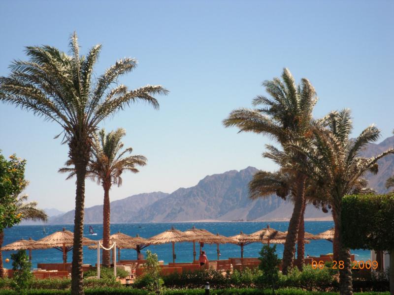  The bay from resort grounds w/ the Sinai mountains in the background