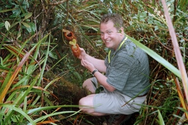 Nigel and a Carniverous Pitcher plant on Mt Kinabalu