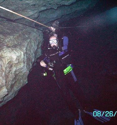 Mike going down into Cavern Blue Grotto