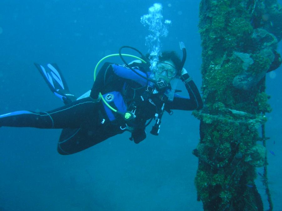 at 100 feet. El Aguila Wreck, Roatan, Honduras