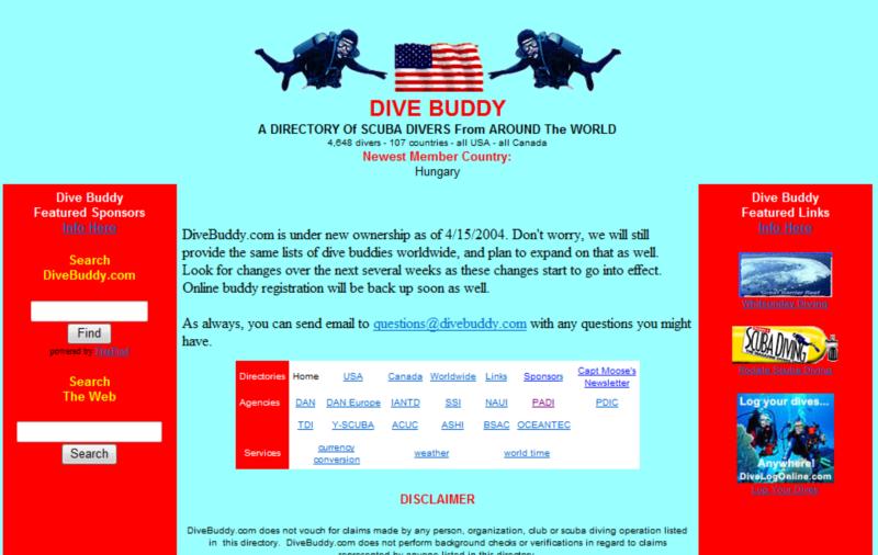 Blast from the past.  This was the old DiveBuddy.com website.