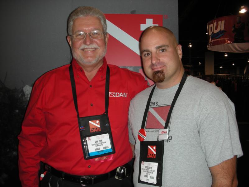 DEMA 08 - Greg from Dive Buddy with Dan Orr (www.dan.org)