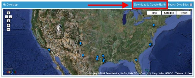 Added profile link to download your dive map to Google Earth